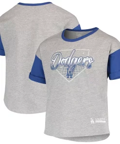 Girls Youth Heathered Gray Los Angeles Dodgers Bleachers T-Shirt
