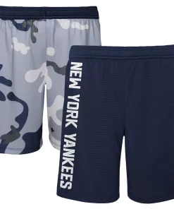 Youth Navy New York Yankees Camo Newsies Active Shorts