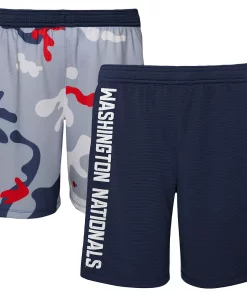 Youth Navy Washington Nationals Camo Newsies Active Shorts