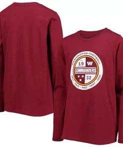 Alternative view of Youth Burgundy Washington Commanders Secondary Logo Long Sleeve T-Shirt