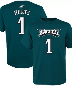Youth Jalen Hurts Midnight Green Philadelphia Eagles Mainliner Player Name & Number T-Shirt