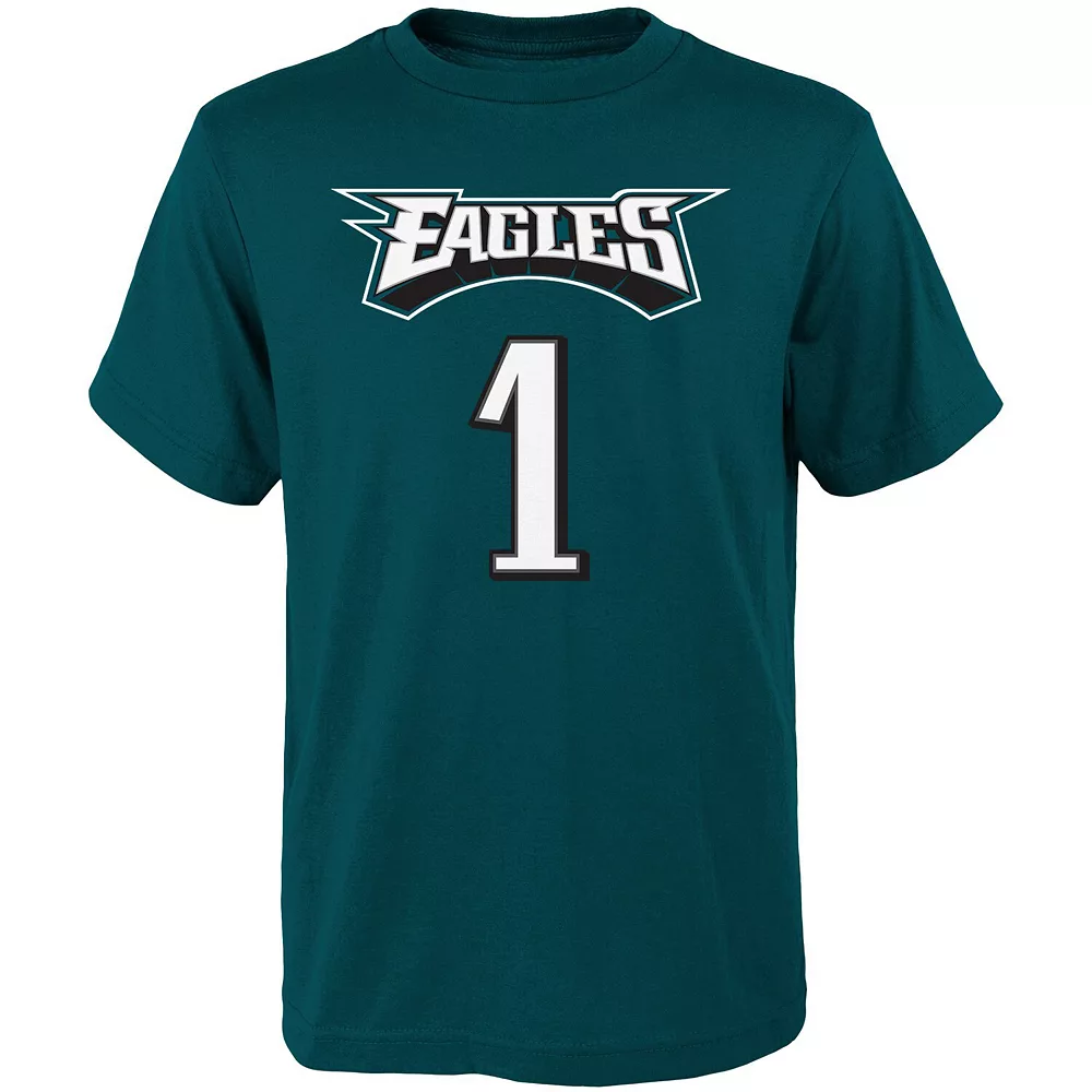 Youth Jalen Hurts Midnight Green Philadelphia Eagles Mainliner Player Name & Number T-Shirt 3 Youth Jalen Hurts Midnight Green Philadelphia Eagles Mainliner Player Name & Number T-Shirt - Image 3