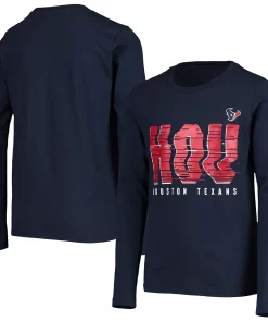 Youth Navy Houston Texans Electric Abbreviation Long Sleeve T-Shirt