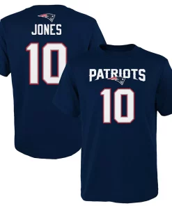 Youth Mac Jones Navy New England Patriots Mainliner Name & Number T-Shirt