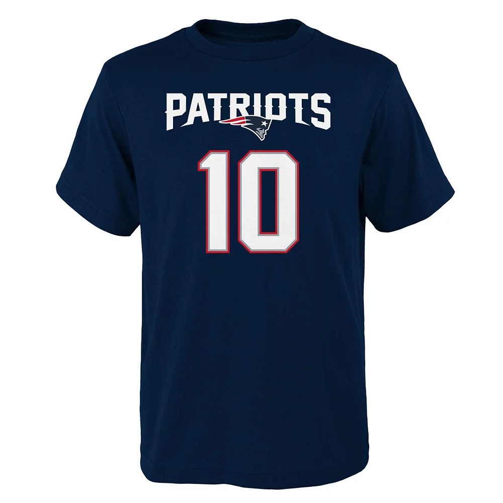 Youth Mac Jones Navy New England Patriots Mainliner Name & Number T-Shirt 3 Youth Mac Jones Navy New England Patriots Mainliner Name & Number T-Shirt - Image 3