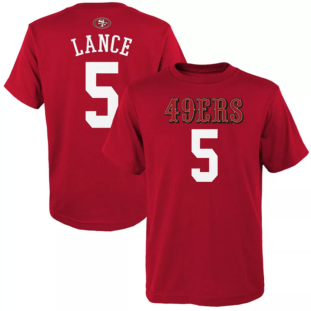 Youth Trey Lance Scarlet San Francisco 49ers Mainliner Name & Number T-Shirt 1 Youth Trey Lance Scarlet San Francisco 49ers Mainliner Name & Number T-Shirt