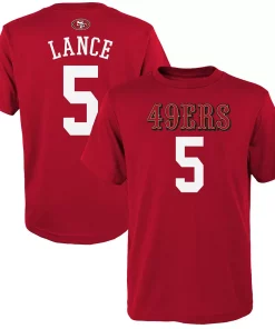 Alternative view of Youth Trey Lance Scarlet San Francisco 49ers Mainliner Name & Number T-Shirt