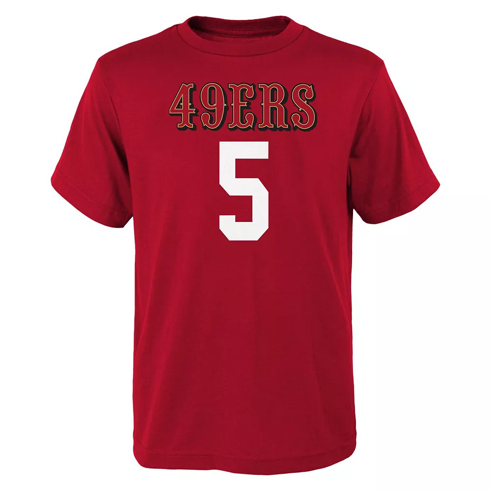 Youth Trey Lance Scarlet San Francisco 49ers Mainliner Name & Number T-Shirt 3 Youth Trey Lance Scarlet San Francisco 49ers Mainliner Name & Number T-Shirt - Image 3