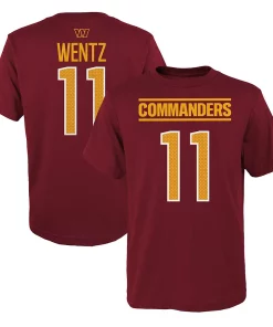 Youth Carson Wentz Burgundy Washington Commanders Mainliner Player Name & Number T-Shirt