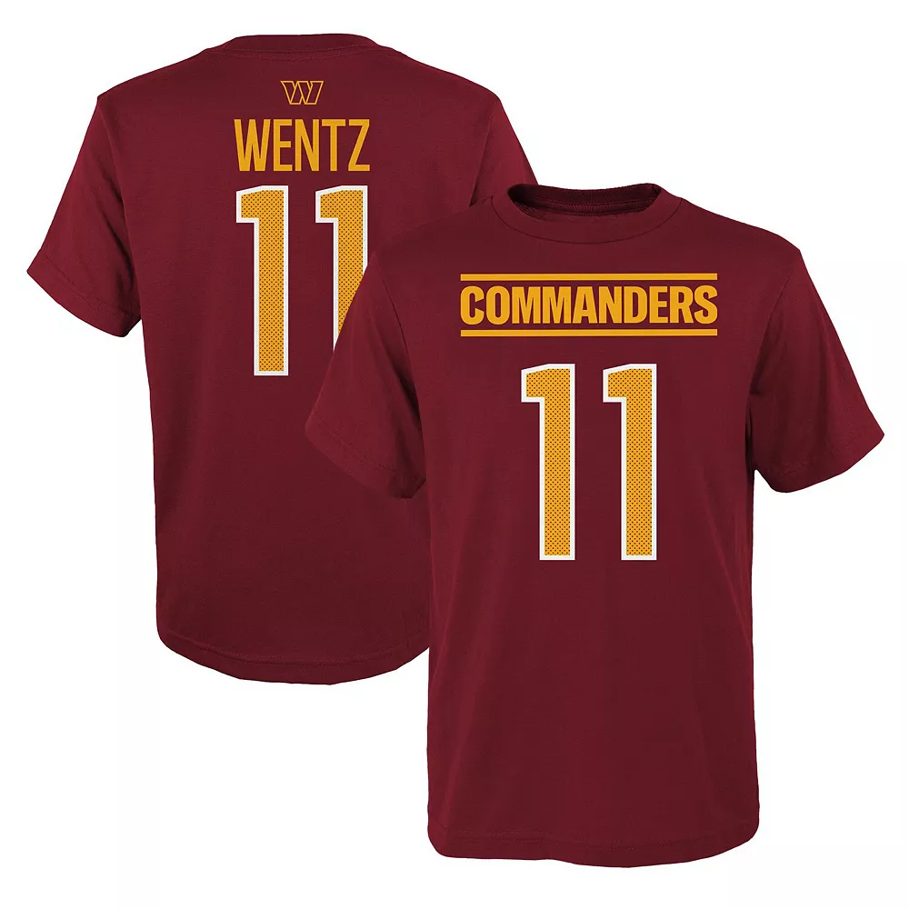 Youth Carson Wentz Burgundy Washington Commanders Mainliner Player Name & Number T-Shirt 2 Youth Carson Wentz Burgundy Washington Commanders Mainliner Player Name & Number T-Shirt - Image 2