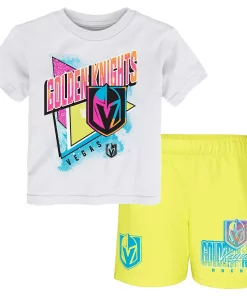 Toddler White/Yellow Vegas Golden Knights Wave Breaker T-Shirt & Shorts Set -MLB Shop 5820266 ALT