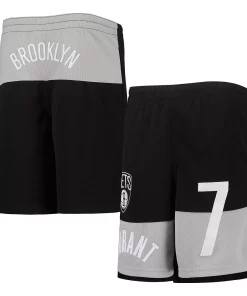 Alternative view of Youth Kevin Durant Black Brooklyn Nets Pandemonium Name & Number Shorts