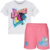 Toddler White/Pink Chicago Blackhawks Wave Breaker T-Shirt & Shorts Set