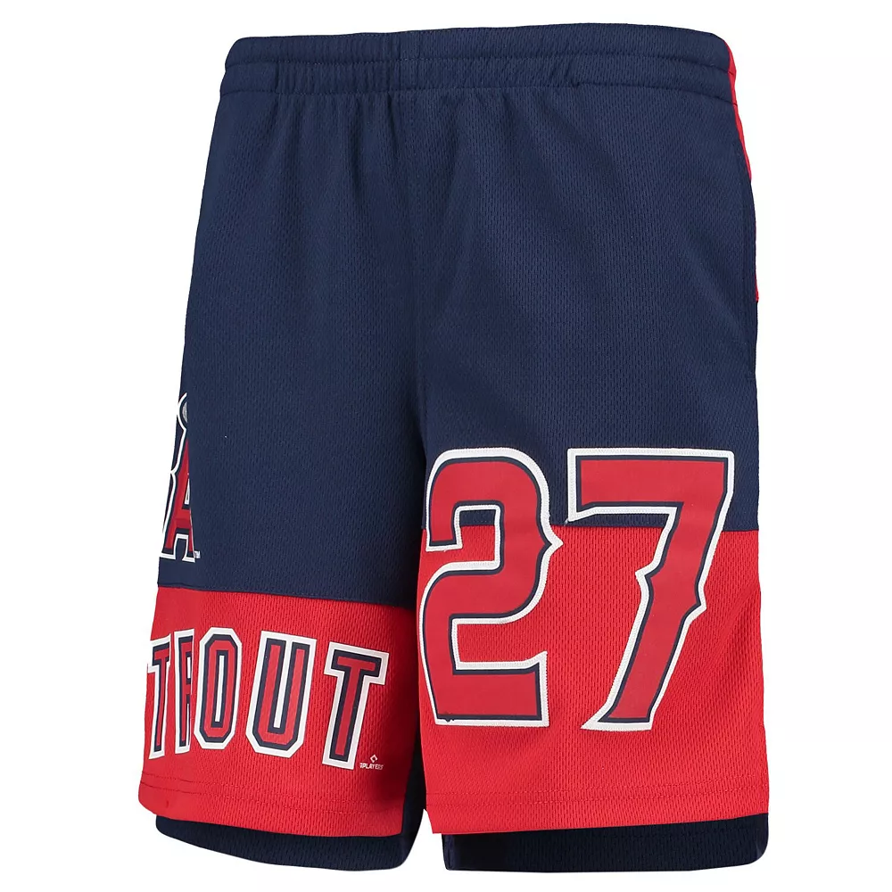 Youth Mike Trout Navy Los Angeles Angels Pandemonium Name & Number Shorts 3 Youth Mike Trout Navy Los Angeles Angels Pandemonium Name & Number Shorts - Image 3