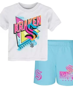 Alternative view of Preschool White/Light Blue Seattle Kraken Wave Breaker T-Shirt & Shorts Set