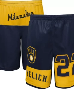 Youth Christian Yelich Navy Milwaukee Brewers Pandemonium Name & Number Shorts