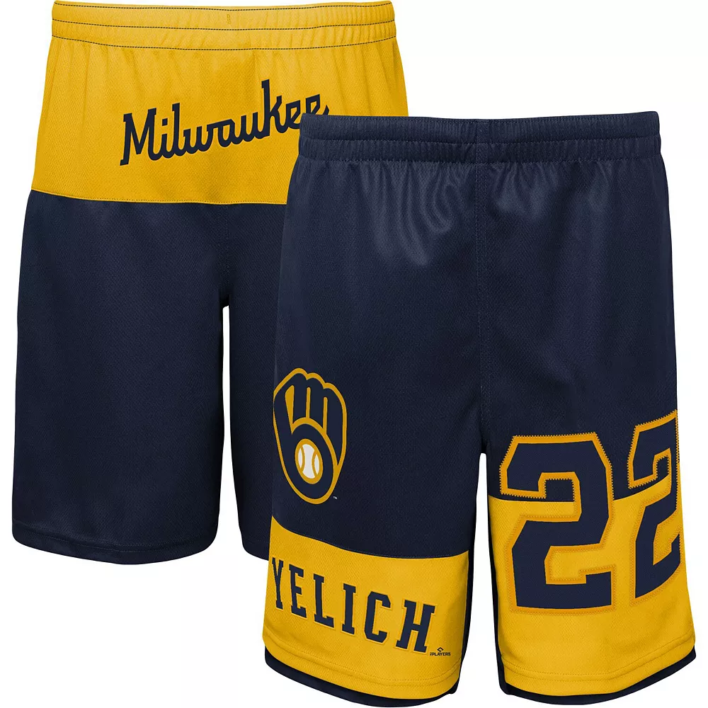 Youth Christian Yelich Navy Milwaukee Brewers Pandemonium Name & Number Shorts 1 Youth Christian Yelich Navy Milwaukee Brewers Pandemonium Name & Number Shorts