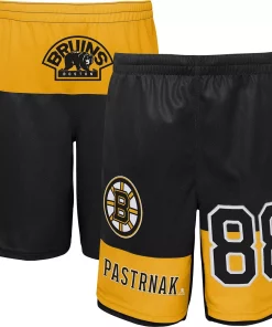 Alternative view of Youth David Pastrnak Black Boston Bruins Pandemonium Name & Number Shorts