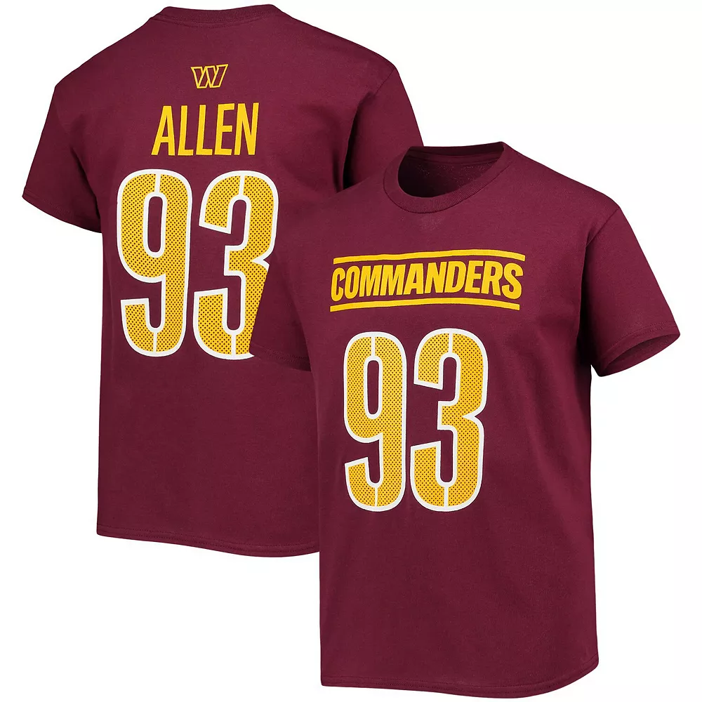 Youth Jonathan Allen Burgundy Washington Commanders Mainliner Player Name & Number T-Shirt 2 Youth Jonathan Allen Burgundy Washington Commanders Mainliner Player Name & Number T-Shirt - Image 2