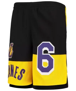 Youth LeBron James Black Los Angeles Lakers Pandemonium Name & Number Shorts -MLB Shop 5822637 ALT2