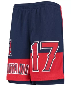 Youth Shohei Ohtani Navy Los Angeles Angels Pandemonium Name & Number Shorts -MLB Shop 5822662 ALT2