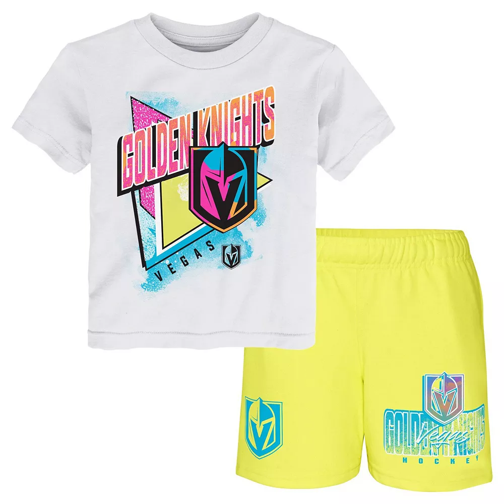 Preschool White/Yellow Vegas Golden Knights Wave Breaker T-Shirt & Shorts Set 2 Preschool White/Yellow Vegas Golden Knights Wave Breaker T-Shirt & Shorts Set - Image 2