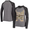 Youth Heathered Gray/Heathered Black Vegas Golden Knights Square Up Tri-Blend Raglan Long Sleeve T-Shirt