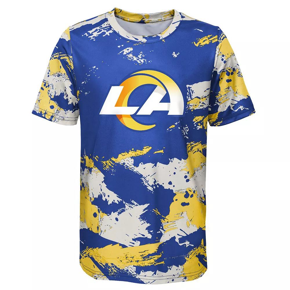 Preschool Royal/Gold Los Angeles Rams Cross Pattern T-Shirt 3 Preschool Royal/Gold Los Angeles Rams Cross Pattern T-Shirt - Image 3