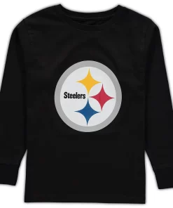 Pittsburgh Steelers Youth Team Logo Long Sleeve T-Shirt - Black