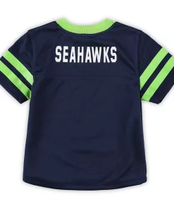 Toddler College Navy/Neon Green Seattle Seahawks Red Zone V-Neck Jersey Top & Pants Set -MLB Shop 5908597 ALT3