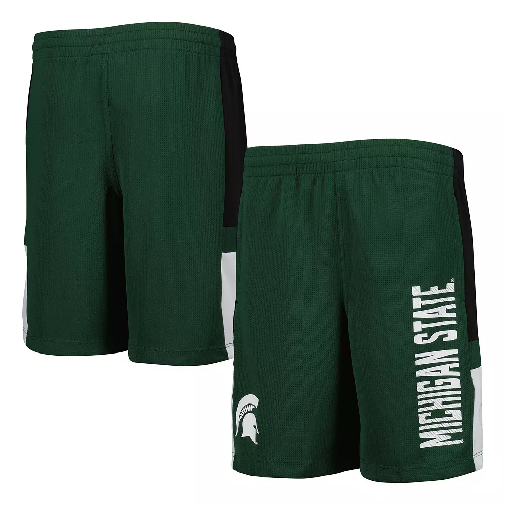 Youth Green Michigan State Spartans Lateral Mesh Performance Shorts 2 Youth Green Michigan State Spartans Lateral Mesh Performance Shorts - Image 2