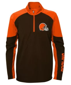Youth Brown/Orange Cleveland Browns Audible Quarter-Zip Jacket -MLB Shop 5915576 ALT2