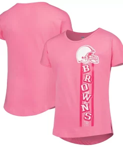 Alternative view of Girls Youth Pink Cleveland Browns Fair Catch Dolman T-Shirt