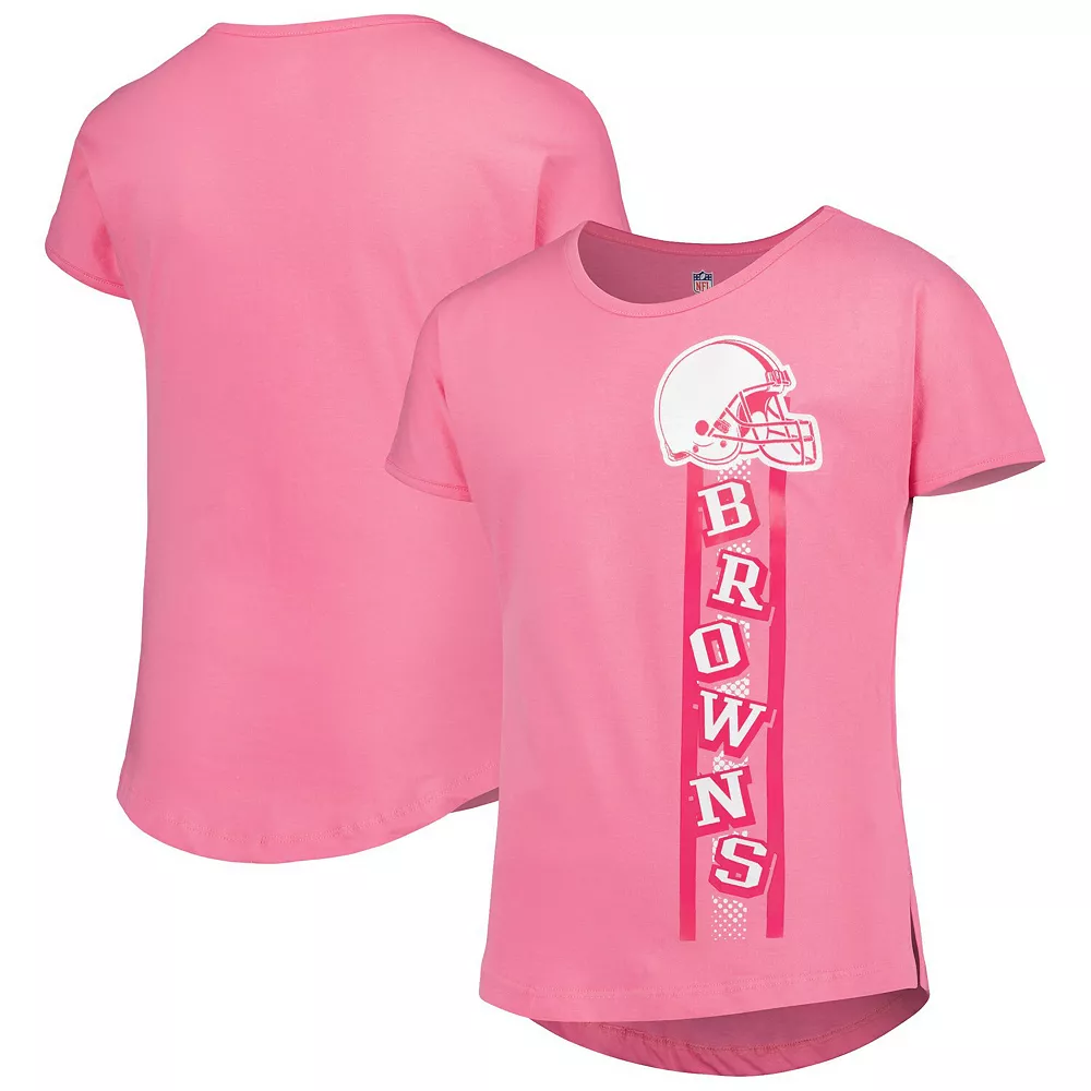 Girls Youth Pink Cleveland Browns Fair Catch Dolman T-Shirt 2 Girls Youth Pink Cleveland Browns Fair Catch Dolman T-Shirt - Image 2