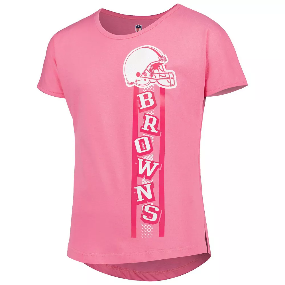 Girls Youth Pink Cleveland Browns Fair Catch Dolman T-Shirt 3 Girls Youth Pink Cleveland Browns Fair Catch Dolman T-Shirt - Image 3