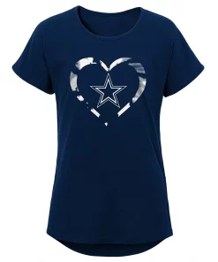 Girls Youth Navy Dallas Cowboys Tie-Dye Heart T-Shirt