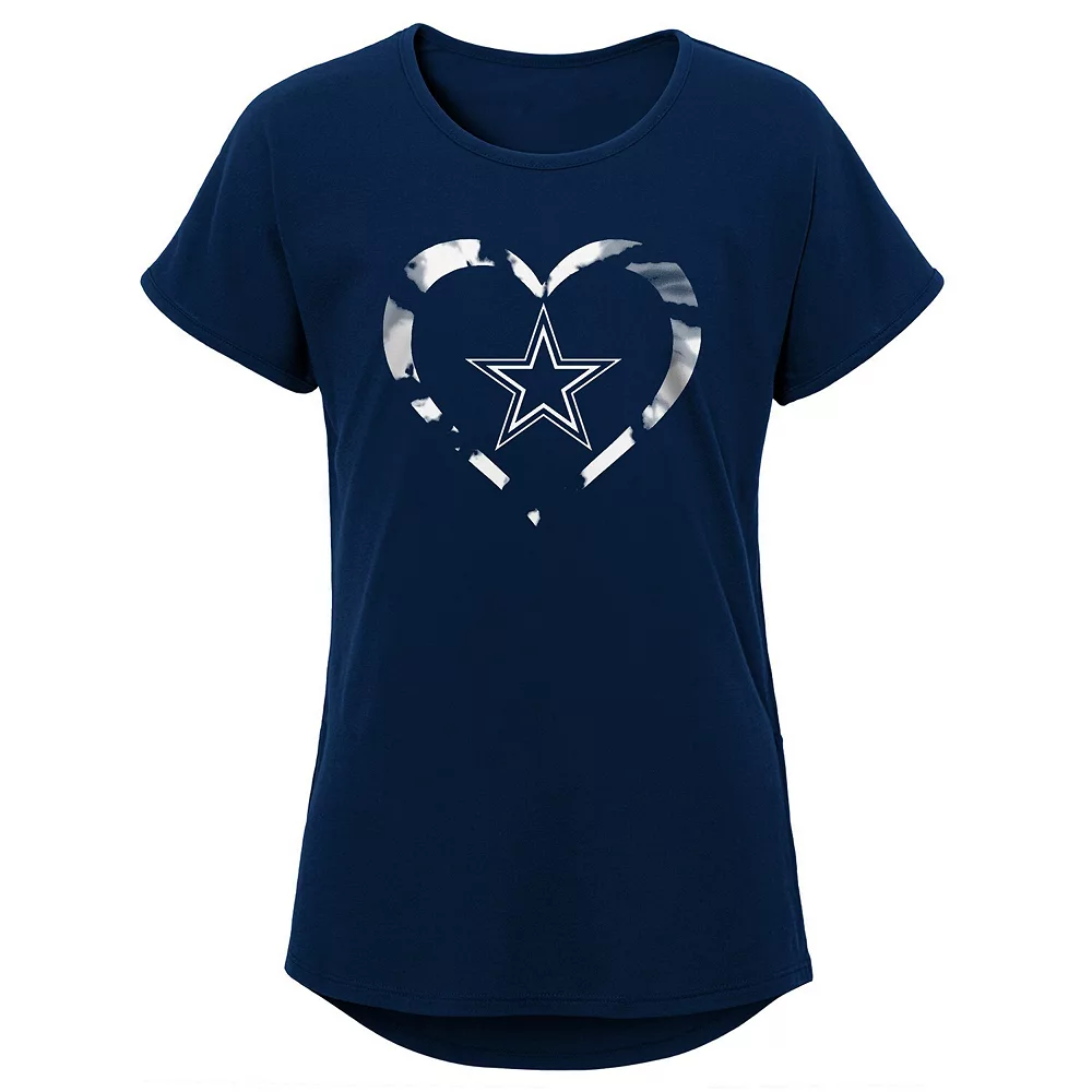 Girls Youth Navy Dallas Cowboys Tie-Dye Heart T-Shirt 1 Girls Youth Navy Dallas Cowboys Tie-Dye Heart T-Shirt