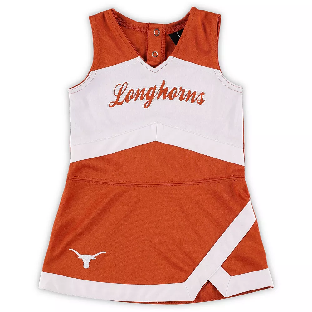 Girls Toddler Texas Orange Texas Longhorns Cheer Captain Jumper Dress & Bloomers Set 1 Girls Toddler Texas Orange Texas Longhorns Cheer Captain Jumper Dress & Bloomers Set