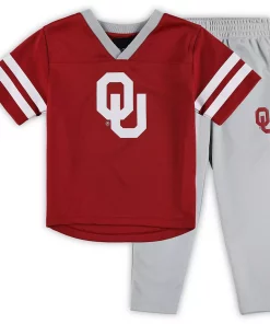 Preschool Crimson/Gray Oklahoma Sooners Red Zone Jersey & Pants Set
