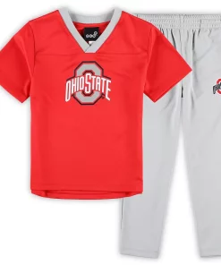 Alternative view of Preschool Scarlet/Gray Ohio State Buckeyes Red Zone Jersey & Pants Set