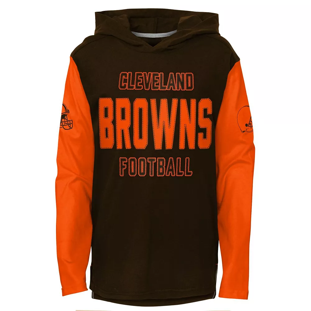 Youth Brown Cleveland Browns Heritage Long Sleeve Hoodie T-Shirt 1 Youth Brown Cleveland Browns Heritage Long Sleeve Hoodie T-Shirt
