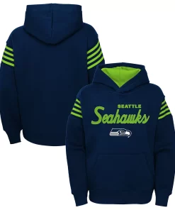 Alternative view of Youth College Navy Seattle Seahawks The Champ Is Here Pullover Hoodie