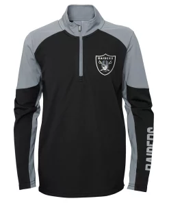Youth Black/Silver Las Vegas Raiders Audible Quarter-Zip Jacket 5 Youth Black/Silver Las Vegas Raiders Audible Quarter-Zip Jacket -MLB Shop 5930503 ALT2