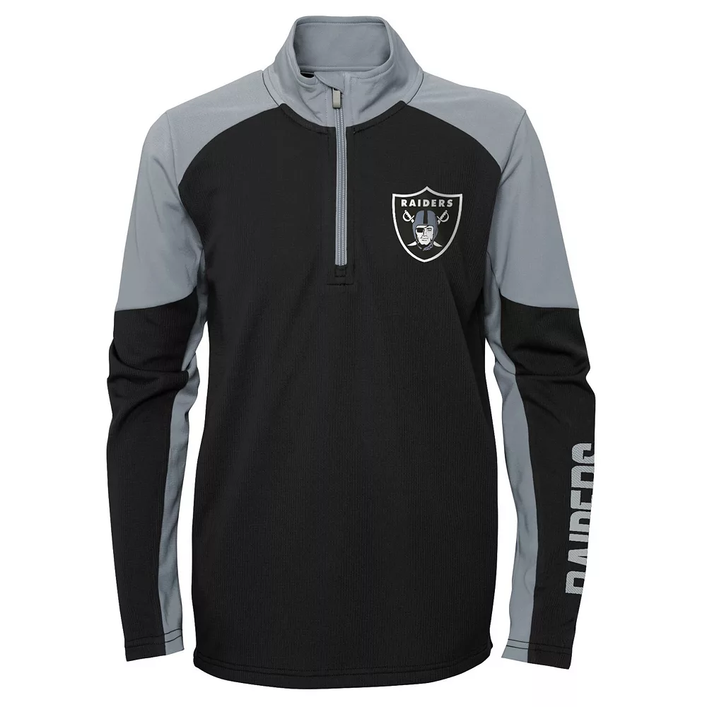 Youth Black/Silver Las Vegas Raiders Audible Quarter-Zip Jacket 3 Youth Black/Silver Las Vegas Raiders Audible Quarter-Zip Jacket - Image 3