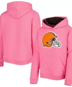Alternative view of Girls Youth Pink Cleveland Browns Prime Pullover Hoodie