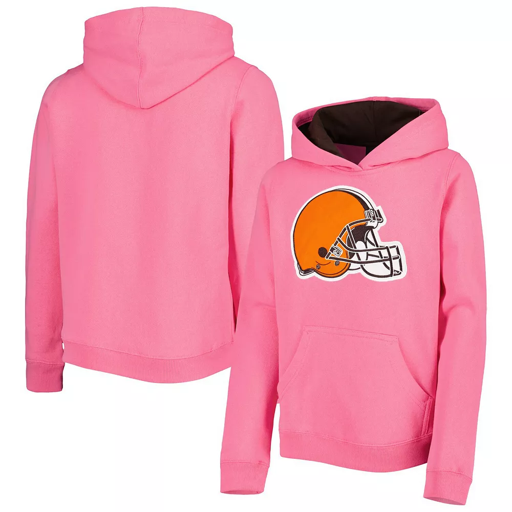 Girls Youth Pink Cleveland Browns Prime Pullover Hoodie 2 Girls Youth Pink Cleveland Browns Prime Pullover Hoodie - Image 2