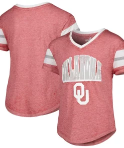 Alternative view of Youth Crimson Oklahoma Sooners Catch The Wave V-Neck T-Shirt