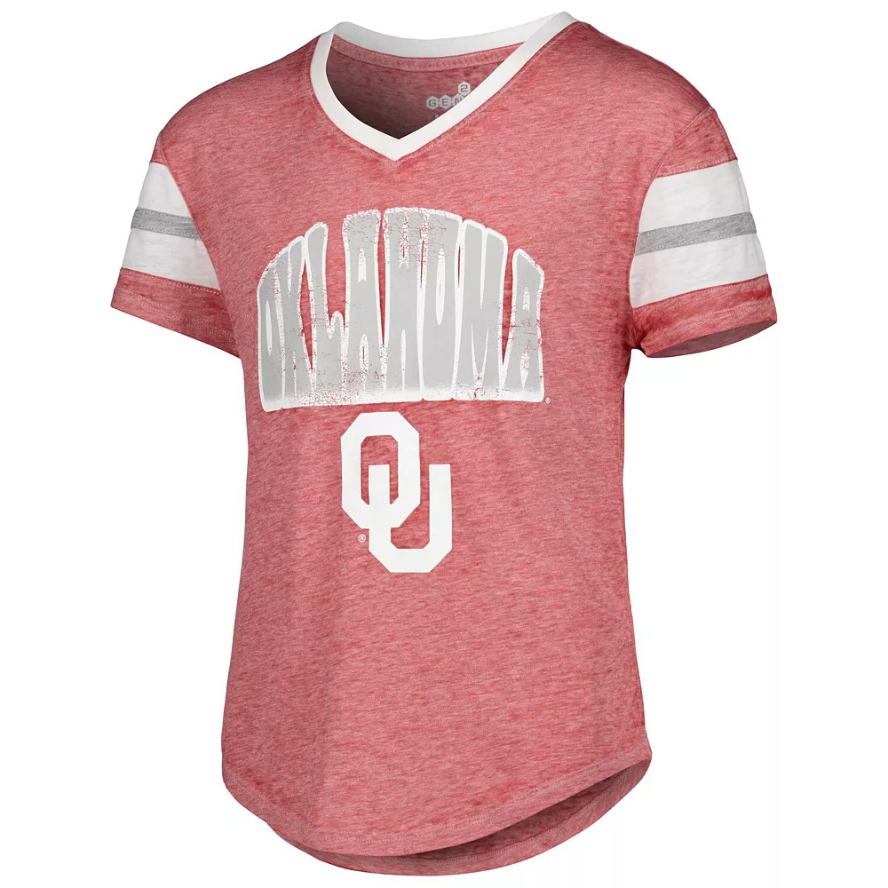 Youth Crimson Oklahoma Sooners Catch The Wave V-Neck T-Shirt 3 Youth Crimson Oklahoma Sooners Catch The Wave V-Neck T-Shirt - Image 3