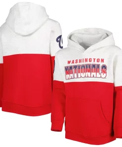 Alternative view of Youth Heather Gray/Red Washington Nationals Playmaker Pullover Hoodie