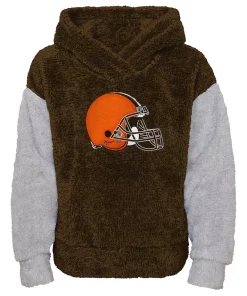 Girls Youth Brown/Gray Cleveland Browns Game Time Teddy Fleece Pullover Hoodie